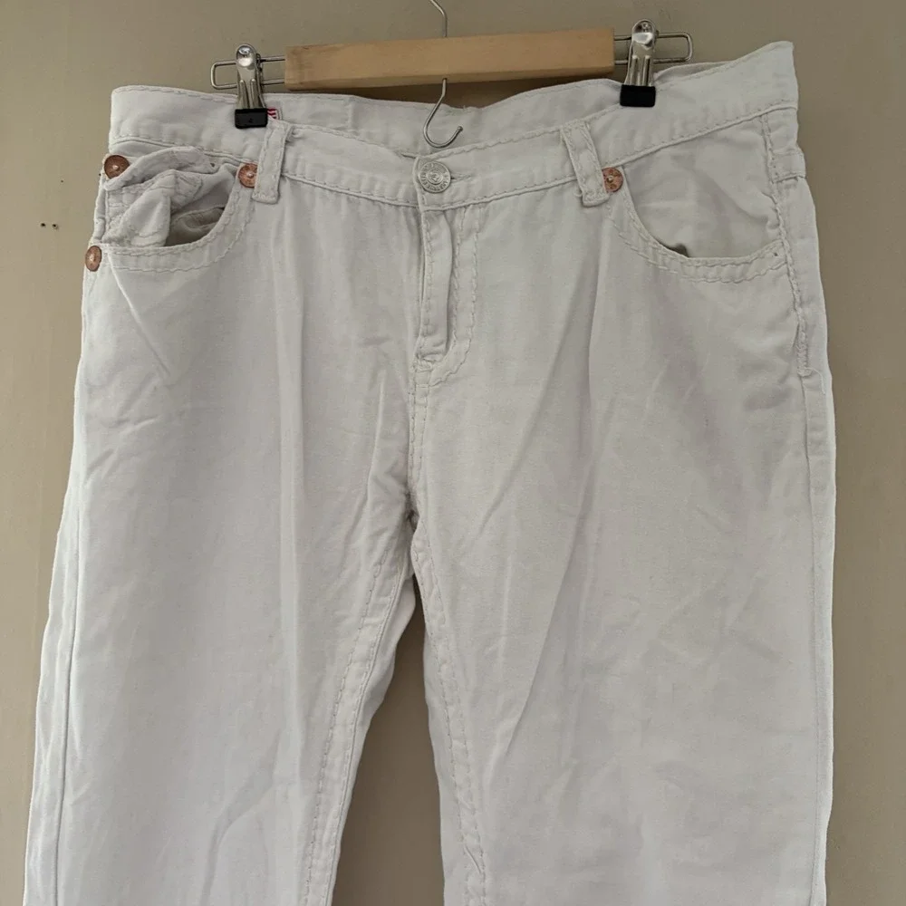 True Religion Mens Billy Super T Jeans Size 38 White Stitch Y2K Bootcut Denim